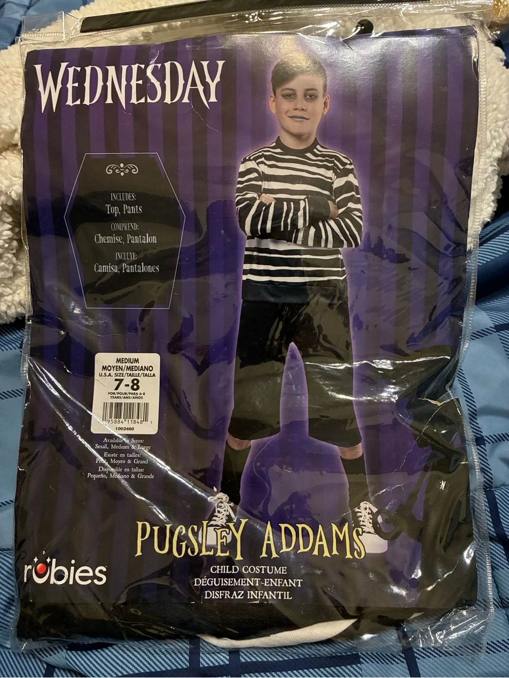 Rubie's Wednesday Pugsley Addams Black & White Striped Top with Black Pants - Picture 7 of 9